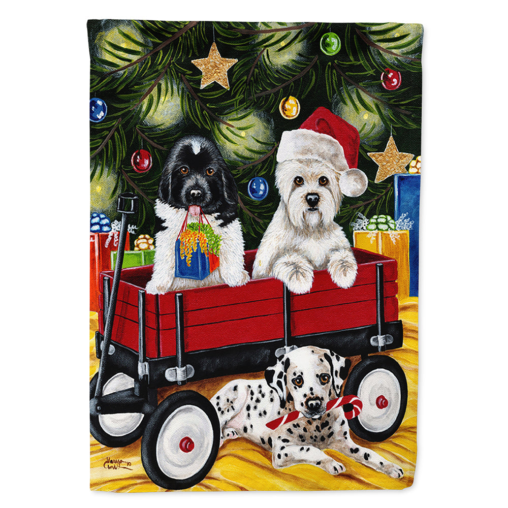 Christmas Westie, Newfoundland, Dalmatian House Flag 28x40 Porch Sleeve Pole Decorative Outside Yard Banner Artwork Wall Hanging, Polyester