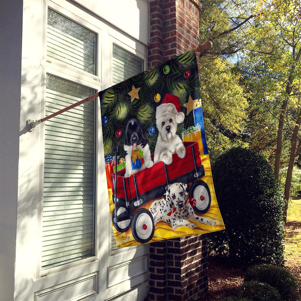 Christmas Westie, Newfoundland, Dalmatian House Flag 28x40 Porch Sleeve Pole Decorative Outside Yard Banner Artwork Wall Hanging, Polyester