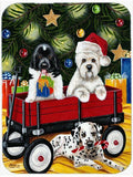 Christmas Westie, Newfoundland, Dalmatian Cutting Board Tempered Glass Kitchen Cutting Surface, Heat Resistant Chopping, Non-Slip Feet, Food Prep & Serving