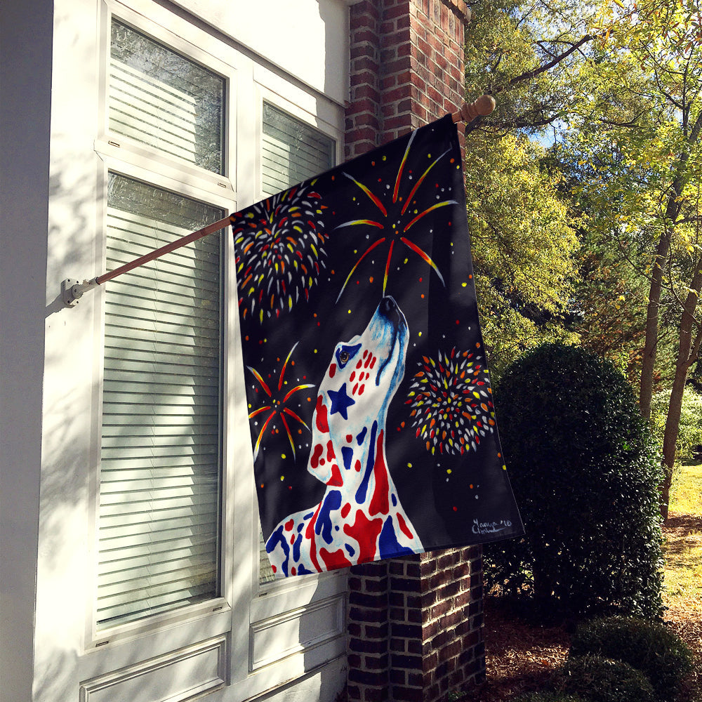 For our Heros Fireworks Patriotic Dalmatian House Flag 28x40 Porch Sleeve Pole Decorative Outside Yard Banner Artwork Wall Hanging, Polyester