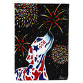 For our Heros Fireworks Patriotic Dalmatian House Flag 28x40 Porch Sleeve Pole Decorative Outside Yard Banner Artwork Wall Hanging, Polyester