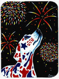 For our Heros Fireworks Patriotic Dalmatian Cutting Board Tempered Glass Kitchen Cutting Surface, Heat Resistant Chopping, Non-Slip Feet, Food Prep & Serving