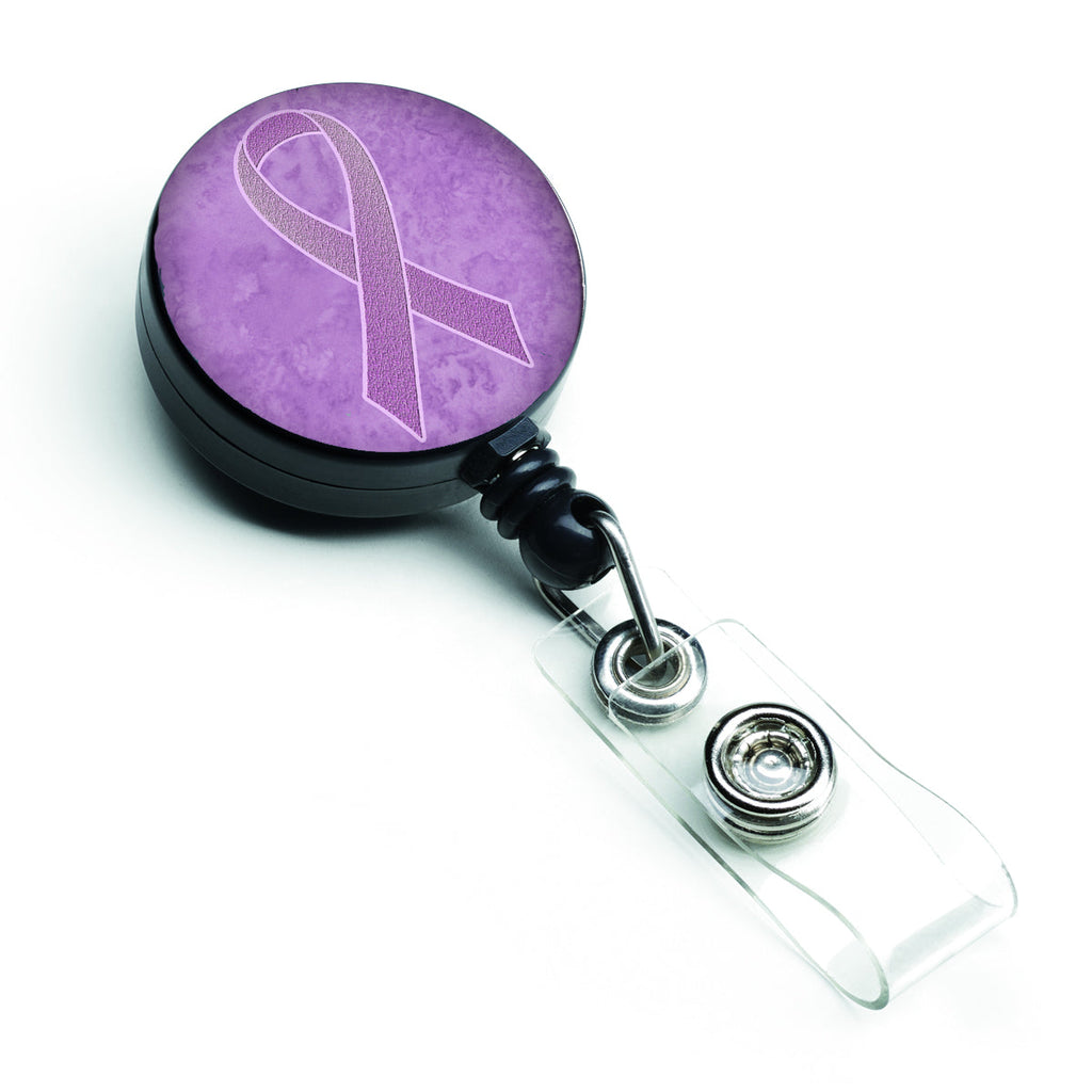 Lavender Ribbon for All Cancer Awareness Retractable Badge Reel for Nurses ID Badge Holder with Clip Retractable Employee Badge Holder, Belt Clip