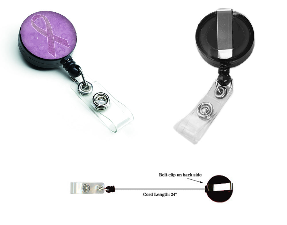 Lavender Ribbon for All Cancer Awareness Retractable Badge Reel for Nurses ID Badge Holder with Clip Retractable Employee Badge Holder, Belt Clip