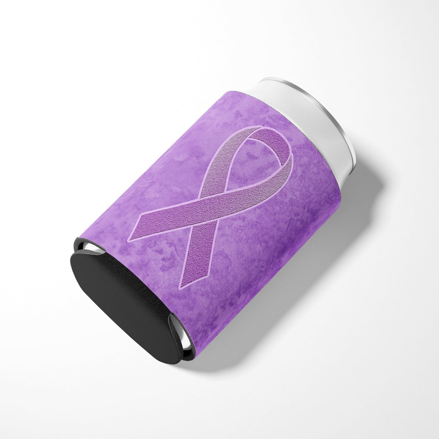 Lavender Ribbon for All Cancer Awareness Can or Bottle Hugger Cooler Sleeve for Standard 12 oz Cans, Insulated Foam Beer & Soda Can Hugger Reusable
