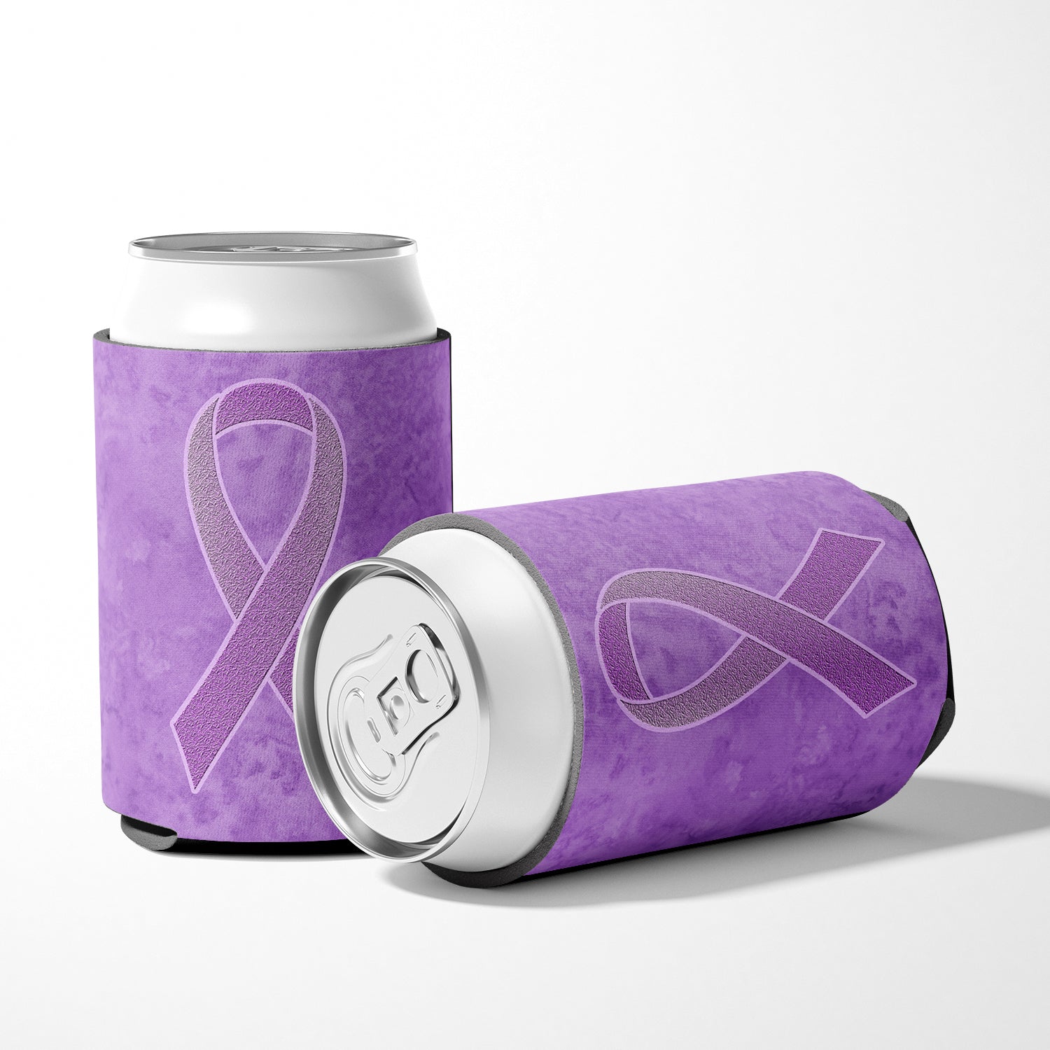 Lavender Ribbon for All Cancer Awareness Can or Bottle Hugger Cooler Sleeve for Standard 12 oz Cans, Insulated Foam Beer & Soda Can Hugger Reusable