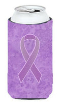 Lavender Ribbon for All Cancer Awareness Tall Boy Hugger Can Cooler Sleeve Machine Washable Drink Collapsible Insulator Beverage Insulated Holder
