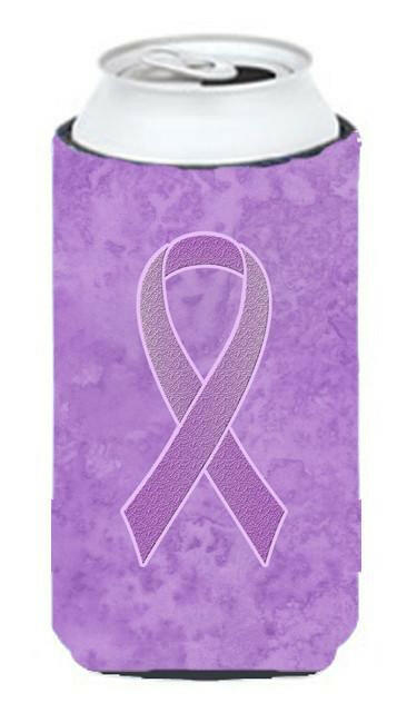 Lavender Ribbon for All Cancer Awareness Tall Boy Hugger Can Cooler Sleeve Machine Washable Drink Collapsible Insulator Beverage Insulated Holder
