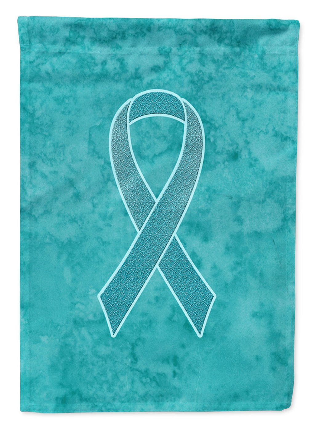 Teal Ribbon for Ovarian Cancer Awareness House Flag 28x40 Porch Sleeve Pole Decorative Outside Yard Banner Artwork Wall Hanging, Polyester