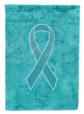Teal Ribbon for Ovarian Cancer Awareness House Flag 28x40 Porch Sleeve Pole Decorative Outside Yard Banner Artwork Wall Hanging, Polyester