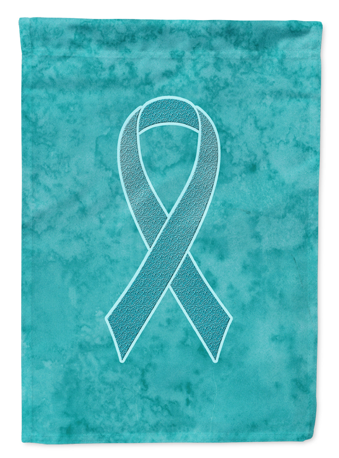 Teal Ribbon for Ovarian Cancer Awareness House Flag 28x40 Porch Sleeve Pole Decorative Outside Yard Banner Artwork Wall Hanging, Polyester