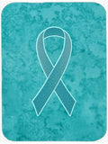 Teal Ribbon for Ovarian Cancer Awareness Cutting Board Tempered Glass Kitchen Cutting Surface, Heat Resistant Chopping, Non-Slip Feet, Food Prep & Serving