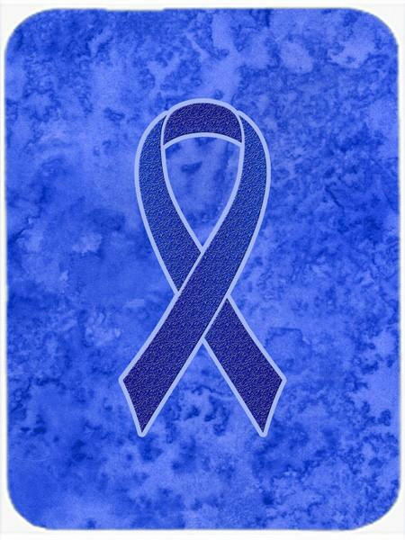 Dark Blue Ribbon for Colon Cancer Awareness Cutting Board Tempered Glass Kitchen Cutting Surface, Heat Resistant Chopping, Non-Slip Feet, Food Prep & Serving