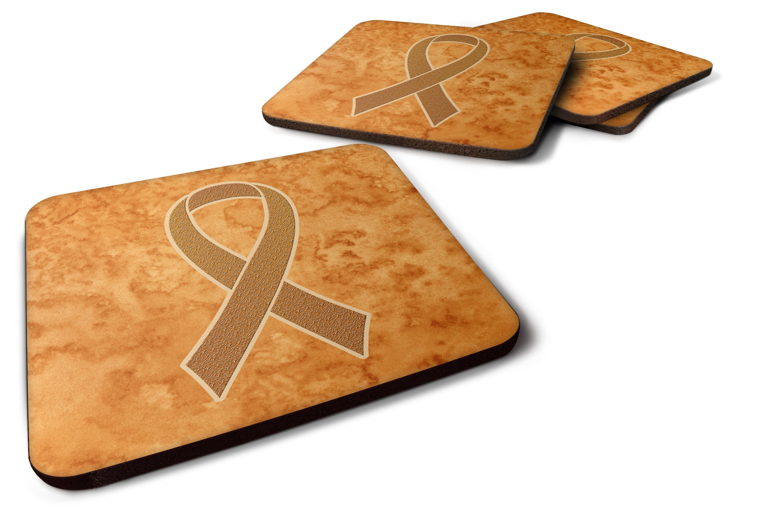 Orange Ribbon for Leukemia Awareness Foam Coasters Set of 4 Cup Coasters for Indoor Outdoor, Tabletop Protection, Anti Slip, Mouse pad Material