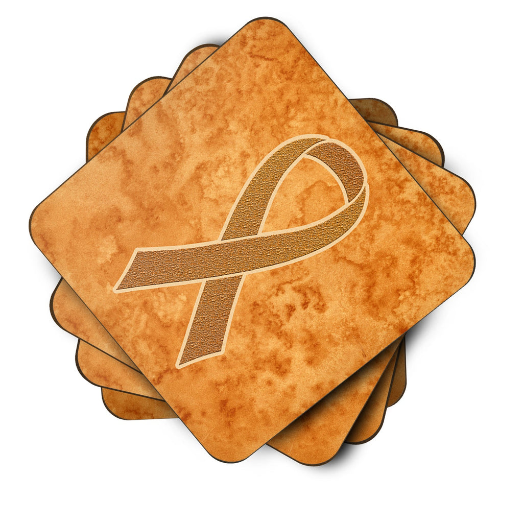 Orange Ribbon for Leukemia Awareness Foam Coasters Set of 4 Cup Coasters for Indoor Outdoor, Tabletop Protection, Anti Slip, Mouse pad Material