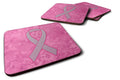 Pink Ribbon for Breast Cancer Awareness Foam Coasters Set of 4 Cup Coasters for Indoor Outdoor, Tabletop Protection, Anti Slip, Mouse pad Material