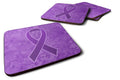 Purple Ribbon for Pancreatic and Leiomyosarcoma Cancer Awareness Foam Coasters Set of 4 Cup Coasters for Indoor Outdoor, Tabletop Protection, Anti Slip, Mouse pad Material