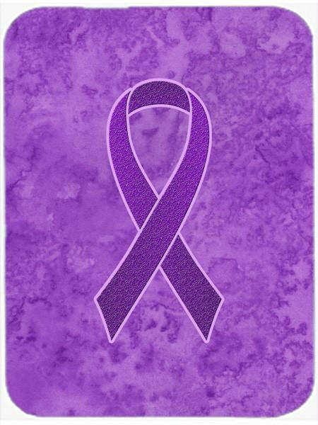 Purple Ribbon for Pancreatic and Leiomyosarcoma Cancer Awareness Cutting Board Tempered Glass Kitchen Cutting Surface, Heat Resistant Chopping, Non-Slip Feet, Food Prep & Serving