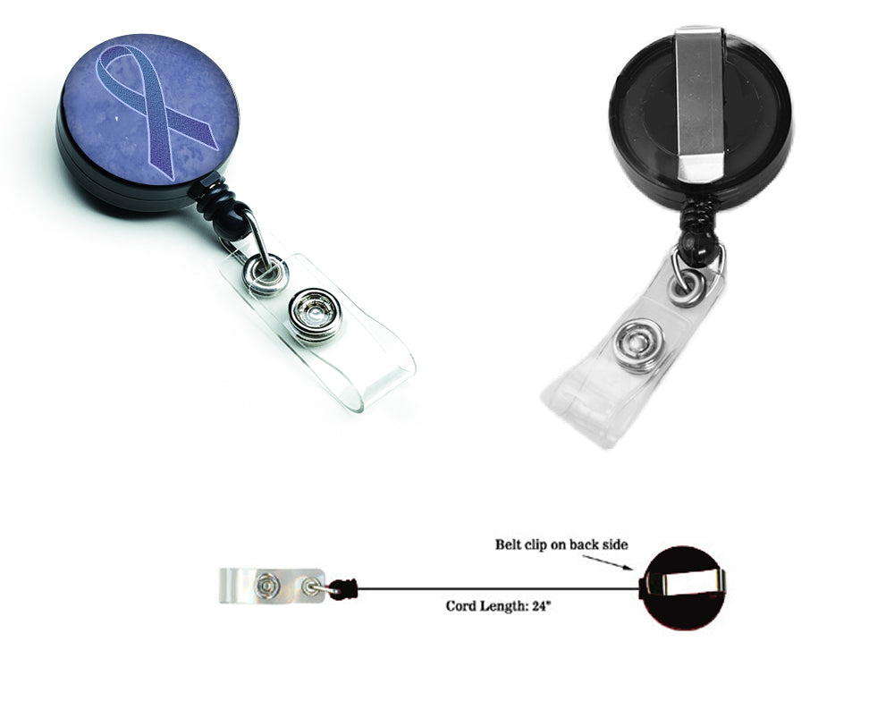 Periwinkle Blue Ribbon for Esophageal and Stomach Cancer Awareness Retractable Badge Reel for Nurses ID Badge Holder with Clip Retractable Employee Badge Holder, Belt Clip