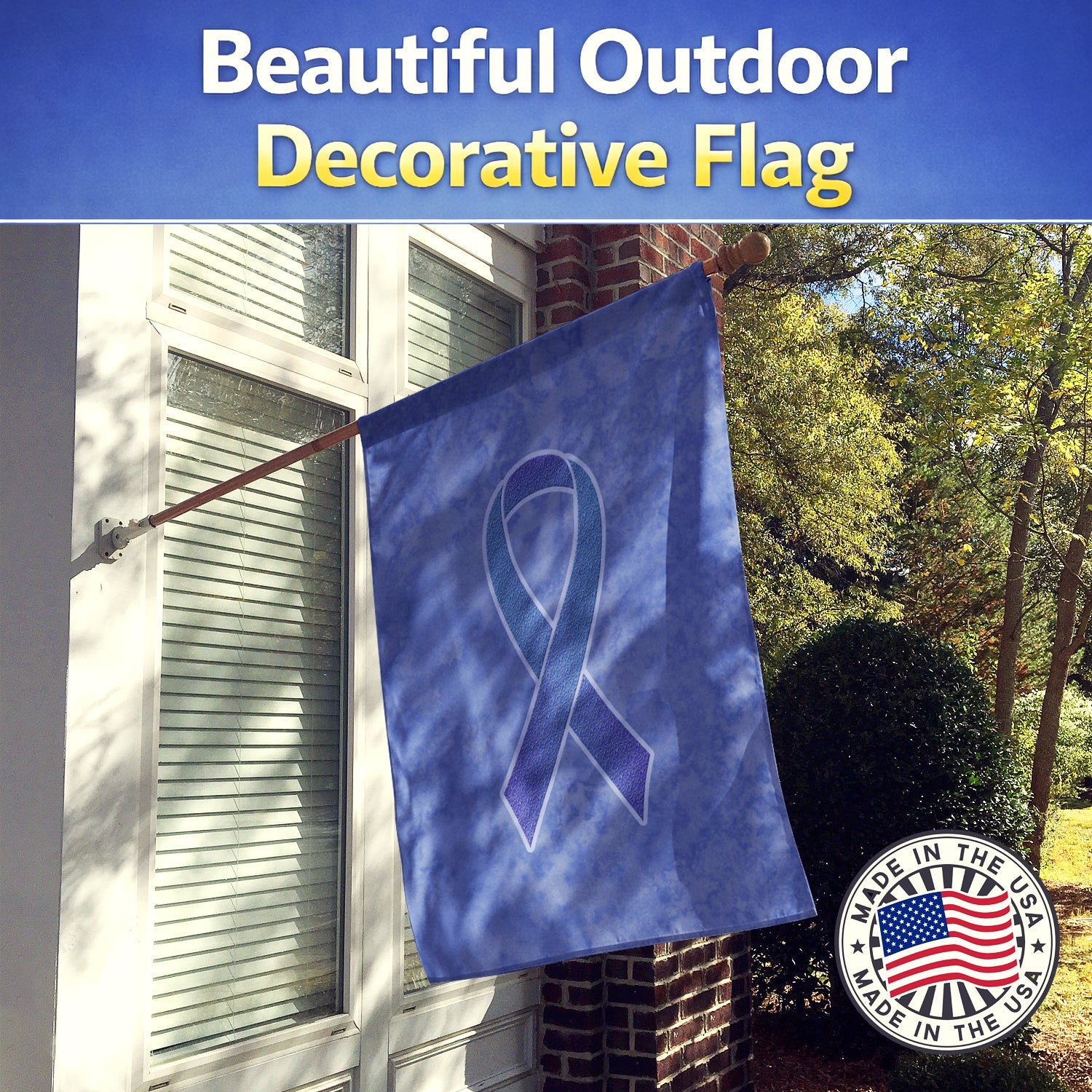 Periwinkle Blue Ribbon for Esophageal and Stomach Cancer Awareness House Flag 28x40 Porch Sleeve Pole Decorative Outside Yard Banner Artwork Wall Hanging, Polyester
