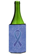 Periwinkle Blue Ribbon for Esophageal and Stomach Cancer Awareness Wine Bottle Hugger Gift Sleeve for Standard 750 ml Bottles, Insulated Reusable Also Fits Mini Shot & Pint Bottles
