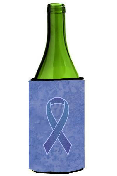 Periwinkle Blue Ribbon for Esophageal and Stomach Cancer Awareness Wine Bottle Hugger Gift Sleeve for Standard 750 ml Bottles, Insulated Reusable Also Fits Mini Shot & Pint Bottles