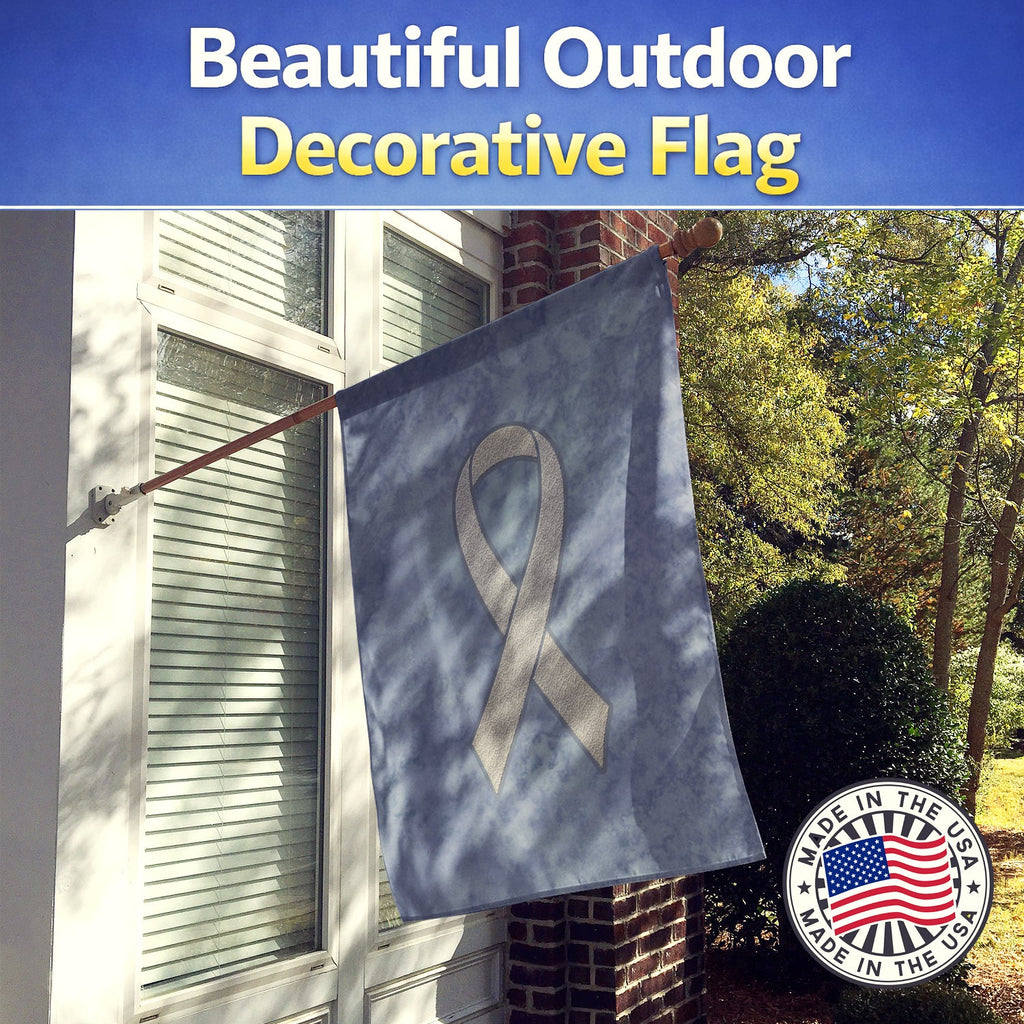 Clear Ribbon for Lung Cancer Awareness House Flag 28x40 Porch Sleeve Pole Decorative Outside Yard Banner Artwork Wall Hanging, Polyester