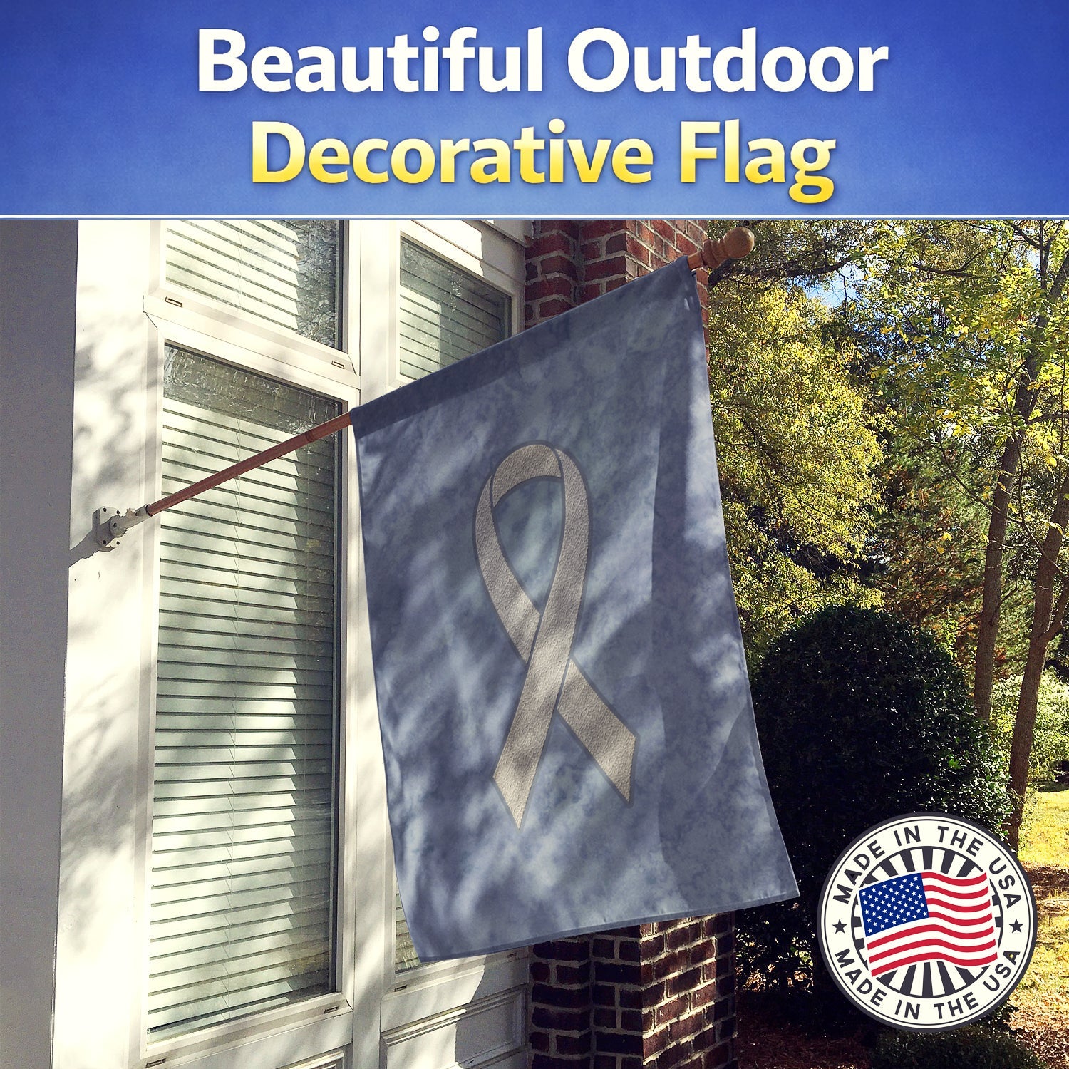 Clear Ribbon for Lung Cancer Awareness House Flag 28x40 Porch Sleeve Pole Decorative Outside Yard Banner Artwork Wall Hanging, Polyester