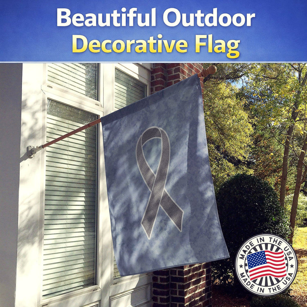 Grey Ribbon for Brain Cancer Awareness House Flag 28x40 Porch Sleeve Pole Decorative Outside Yard Banner Artwork Wall Hanging, Polyester