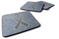 Grey Ribbon for Brain Cancer Awareness Foam Coasters Set of 4 Cup Coasters for Indoor Outdoor, Tabletop Protection, Anti Slip, Mouse pad Material