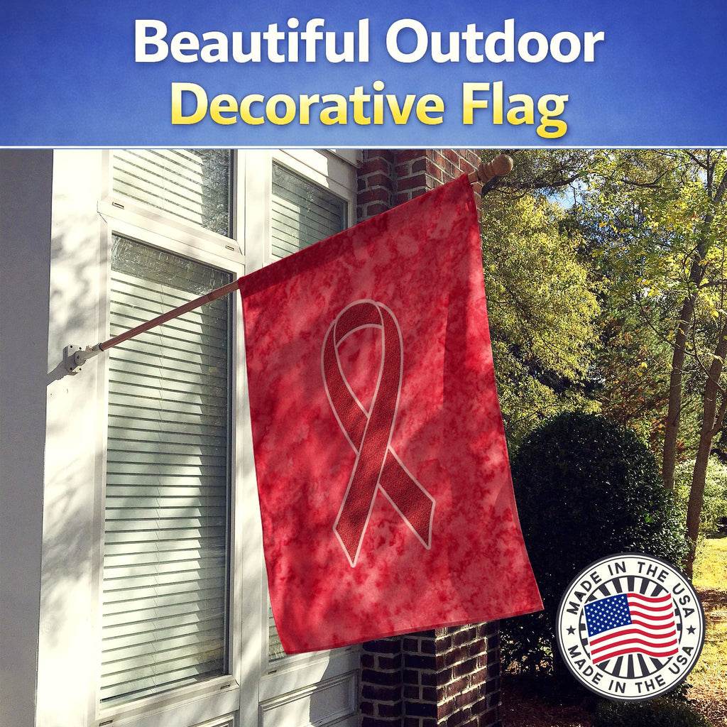 Red Ribbon for Aids Awareness House Flag 28x40 Porch Sleeve Pole Decorative Outside Yard Banner Artwork Wall Hanging, Polyester