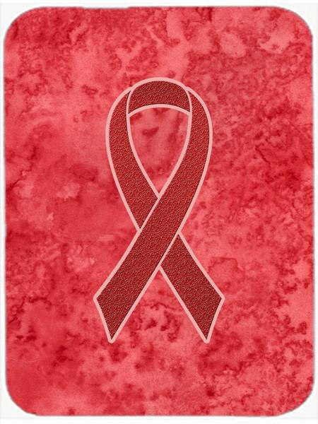Red Ribbon for Aids Awareness Cutting Board Tempered Glass Kitchen Cutting Surface, Heat Resistant Chopping, Non-Slip Feet, Food Prep & Serving