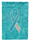 Teal and White Ribbon for Cervical Cancer Awareness House Flag 28x40 Porch Sleeve Pole Decorative Outside Yard Banner Artwork Wall Hanging, Polyester