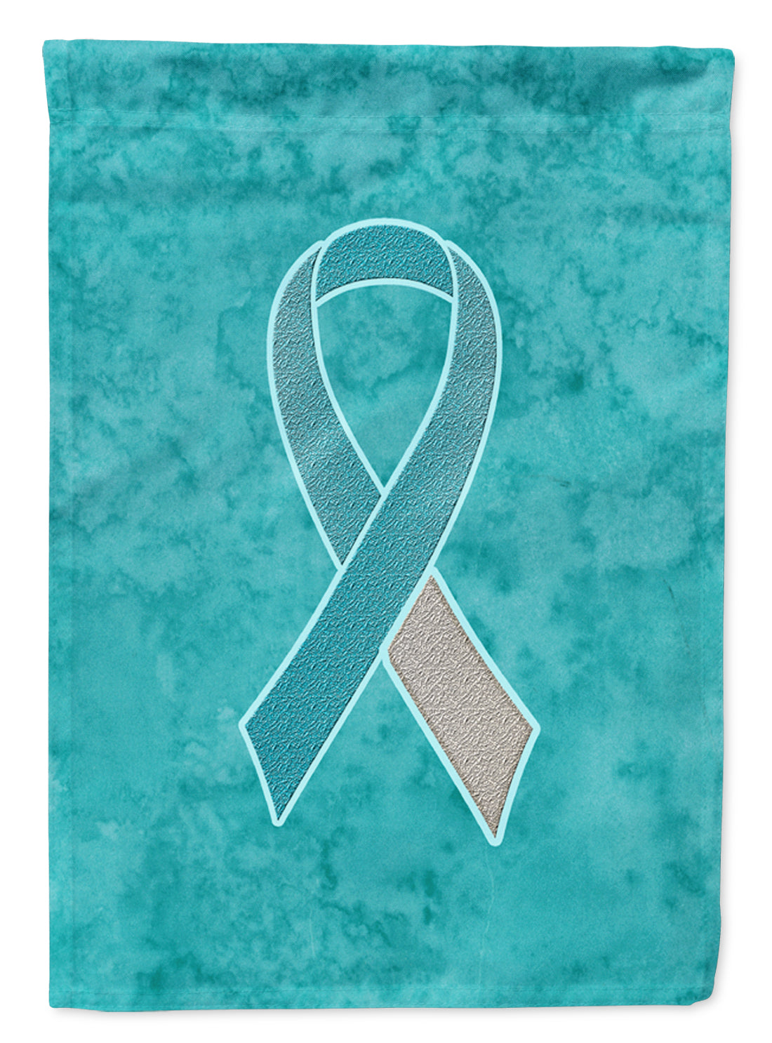 Teal and White Ribbon for Cervical Cancer Awareness House Flag 28x40 Porch Sleeve Pole Decorative Outside Yard Banner Artwork Wall Hanging, Polyester