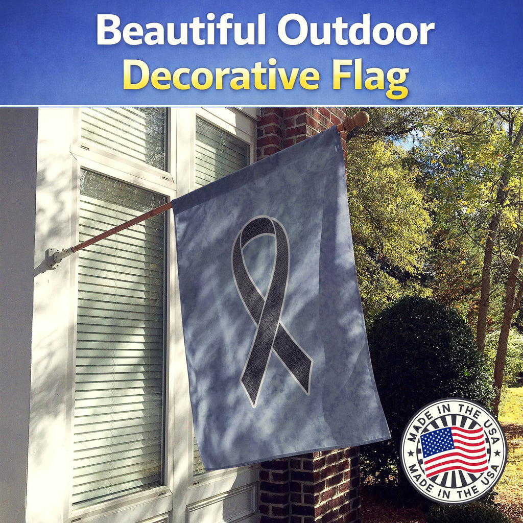 Black Ribbon for Melanoma Cancer Awareness House Flag 28x40 Porch Sleeve Pole Decorative Outside Yard Banner Artwork Wall Hanging, Polyester