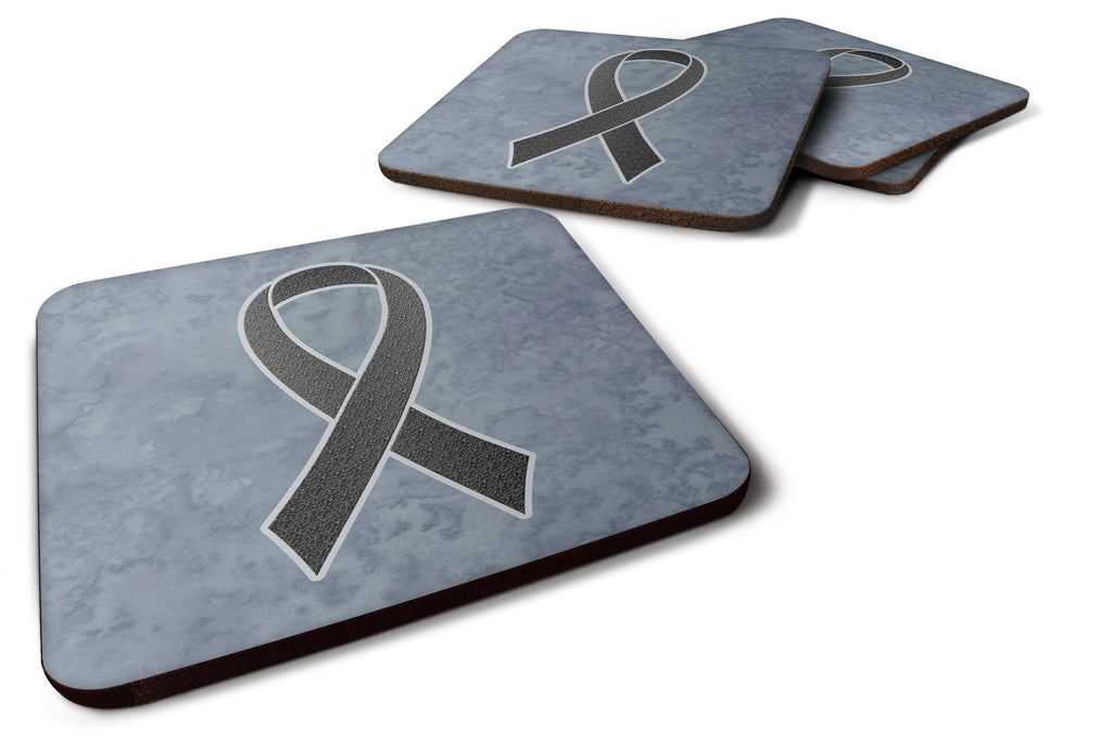 Black Ribbon for Melanoma Cancer Awareness Foam Coasters Set of 4 Cup Coasters for Indoor Outdoor, Tabletop Protection, Anti Slip, Mouse pad Material