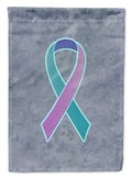 Teal, Pink and Blue Ribbon for Thyroid Cancer Awareness House Flag 28x40 Porch Sleeve Pole Decorative Outside Yard Banner Artwork Wall Hanging, Polyester