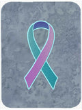 Teal, Pink and Blue Ribbon for Thyroid Cancer Awareness Cutting Board Tempered Glass Kitchen Cutting Surface, Heat Resistant Chopping, Non-Slip Feet, Food Prep & Serving