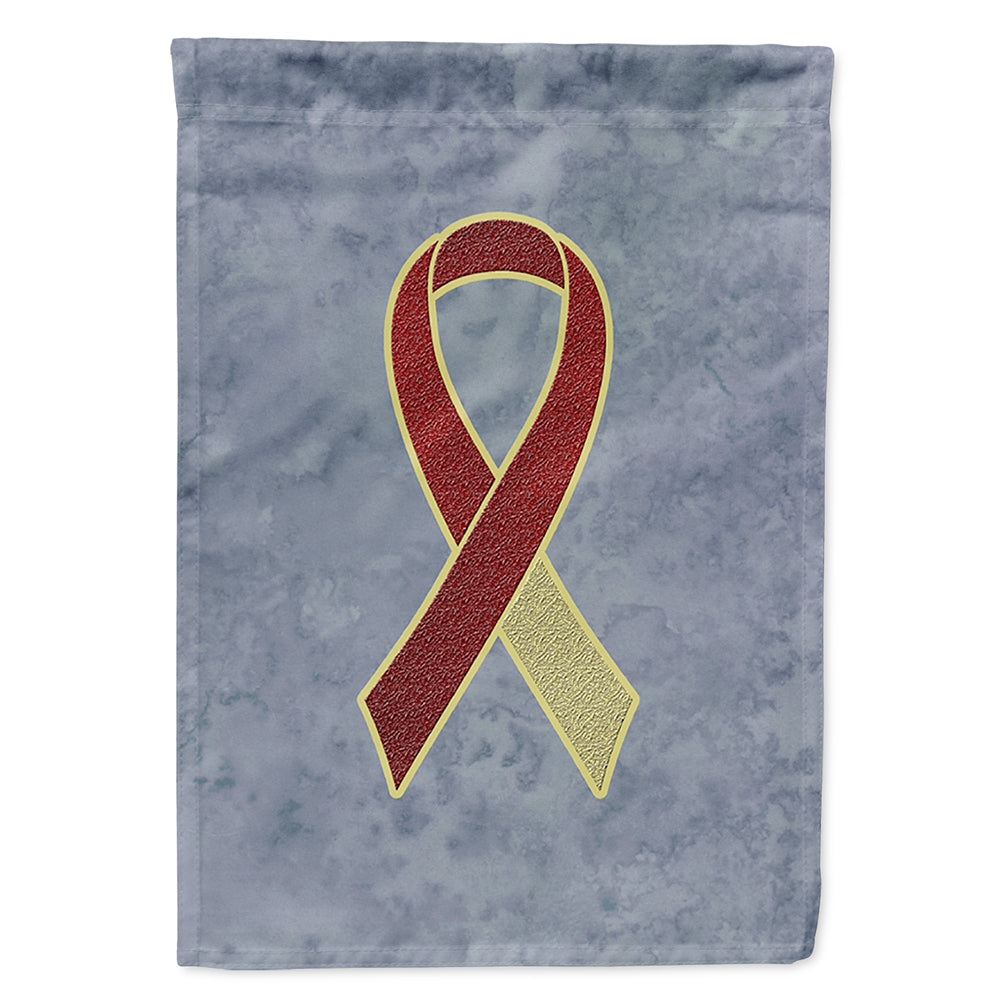 Burgundy and Ivory Ribbon for Head and Neck Cancer Awareness House Flag 28x40 Porch Sleeve Pole Decorative Outside Yard Banner Artwork Wall Hanging, Polyester