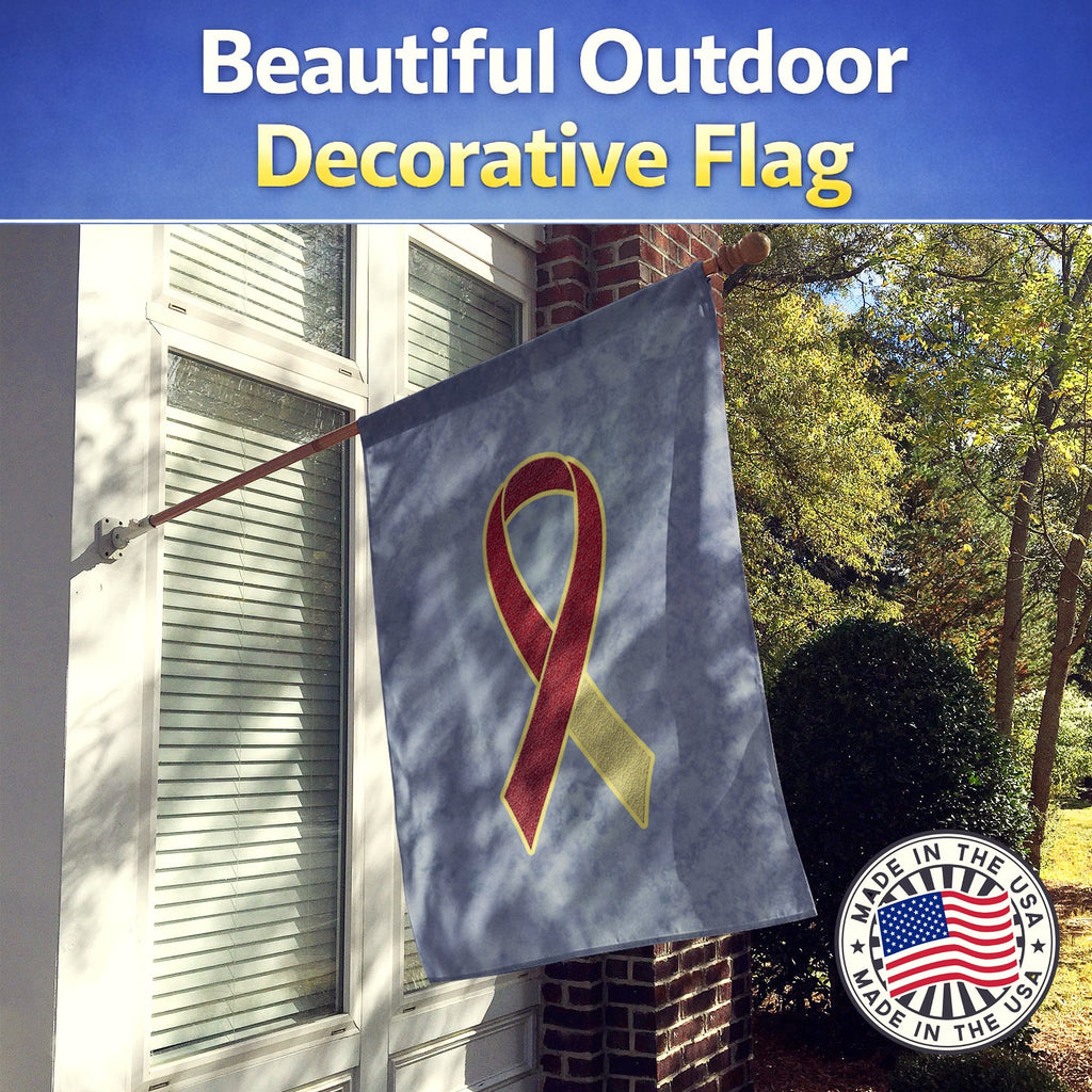 Burgundy and Ivory Ribbon for Head and Neck Cancer Awareness House Flag 28x40 Porch Sleeve Pole Decorative Outside Yard Banner Artwork Wall Hanging, Polyester