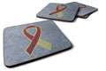 Burgundy and Ivory Ribbon for Head and Neck Cancer Awareness Foam Coasters Set of 4 Cup Coasters for Indoor Outdoor, Tabletop Protection, Anti Slip, Mouse pad Material
