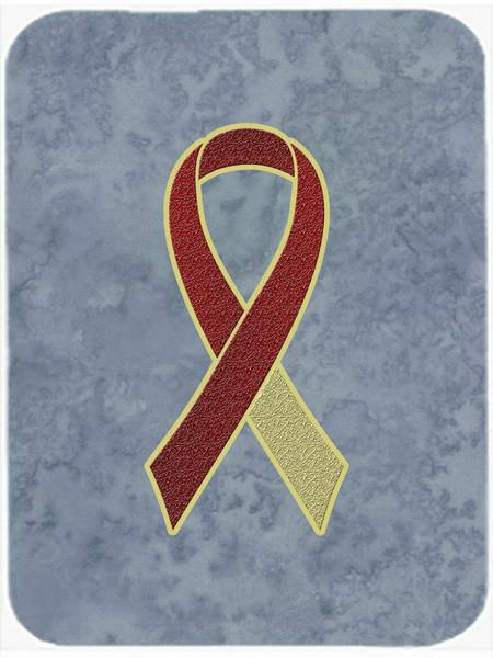 Burgundy and Ivory Ribbon for Head and Neck Cancer Awareness Cutting Board Tempered Glass Kitchen Cutting Surface, Heat Resistant Chopping, Non-Slip Feet, Food Prep & Serving