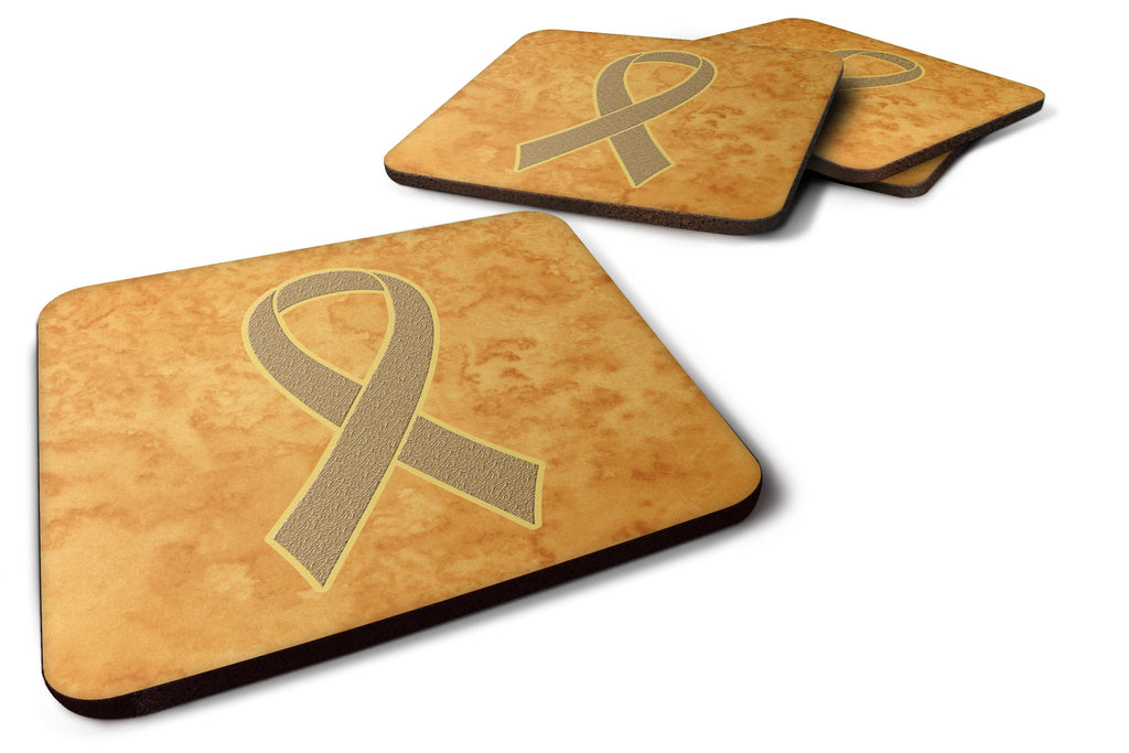Peach Ribbon for Uterine Cancer Awareness Foam Coasters Set of 4 Cup Coasters for Indoor Outdoor, Tabletop Protection, Anti Slip, Mouse pad Material