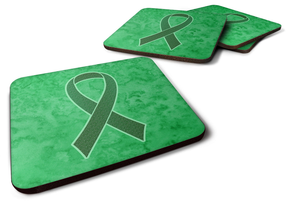 Kelly Green Ribbon for Kidney Cancer Awareness Foam Coasters Set of 4 Cup Coasters for Indoor Outdoor, Tabletop Protection, Anti Slip, Mouse pad Material