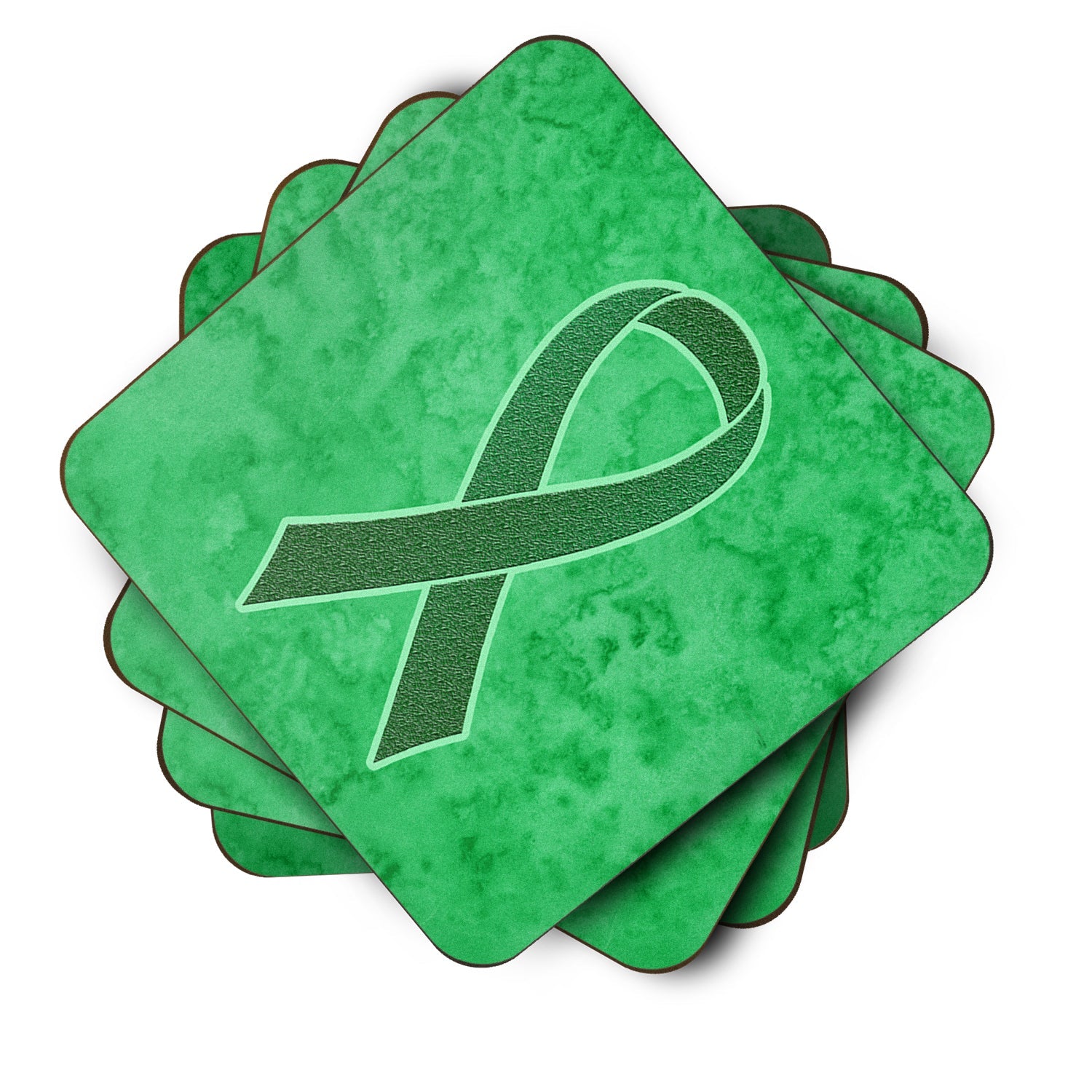 Kelly Green Ribbon for Kidney Cancer Awareness Foam Coasters Set of 4 Cup Coasters for Indoor Outdoor, Tabletop Protection, Anti Slip, Mouse pad Material