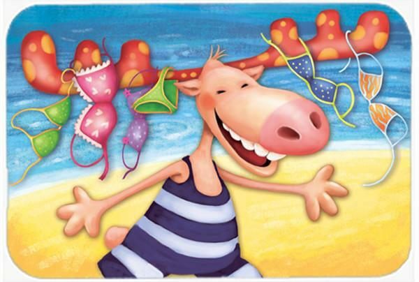 Moose on the Beach Cutting Board Tempered Glass Kitchen Cutting Surface, Heat Resistant Chopping, Non-Slip Feet, Food Prep & Serving