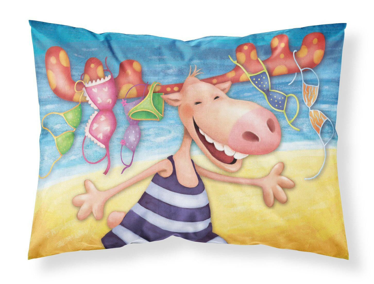 Moose on the Beach Standard Pillowcase Lightweight Super Soft Easy Care Decorative Artwork Pillowcase, Standard