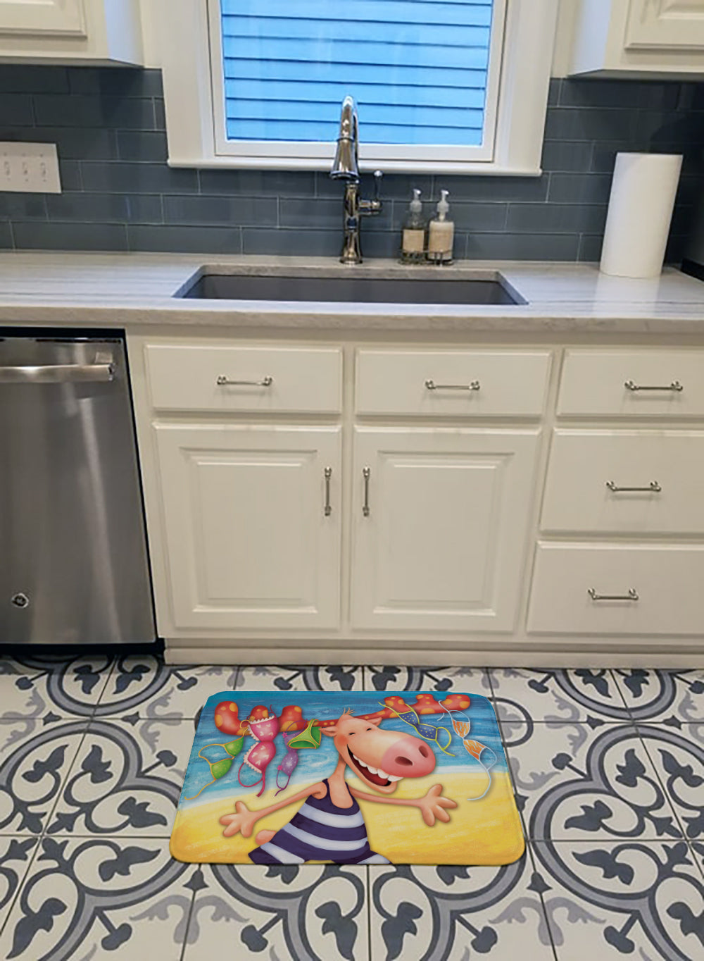 Moose on the Beach Memory Foam Kitchen Mat Machine Washable Anti-Fatigue Cushion Comfort Bath or Kitchen Rug