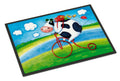 Cow riding Bicycle Doormat Indoor Outdoor 24H X 36W Front Door Mat Rugs for Entryway, Non Slip Washable Low Pile,
