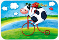 Cow riding Bicycle Cutting Board Tempered Glass Kitchen Cutting Surface, Heat Resistant Chopping, Non-Slip Feet, Food Prep & Serving